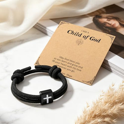 Christian Bible Verse Cross Bracelet for Men Teen - color: May God Bless You