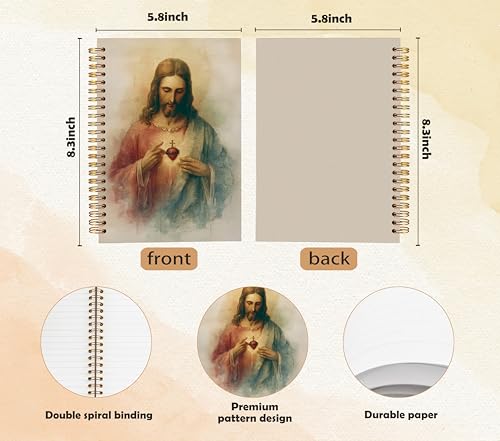 Sacred Heart of Jesus Catholic Christian Notebook for Work Note Taking, Catholic Gifts, Prayer Bible Journal for Women, Christian Religious Hardcover Spiral Notebooks, 5.5x8.3 in - color: multicolour-Christian-7
