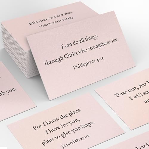 Bible Verse Cards, 60 Mini Prayer Cards on 300GSM Pearl Paper - color: Pink
