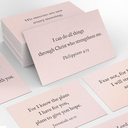 Bible Verse Cards, 60 Mini Prayer Cards on 300GSM Pearl Paper - color: Pink