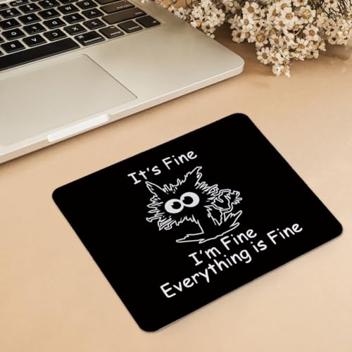 hold fizz Funny Black Cat Mouse Pad, Small Cute Cat Mouse Pads for Desk, Mouse Mat Square Non-Slip Rubber Base Gaming Mousepad for Desk Computer Laptop Office, 9.5x7.9 Inch - color: Black Cat