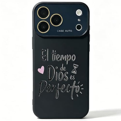 for iPhone 17 Pro Case God's Timing is Perfect Spanish Bible Verse Phone Case, Full Camera Lens Protection, Shockproof Drop Resistant Durable Cover (Black, iPhone 17 Pro) - color: black, size: iPhone 17 Pro