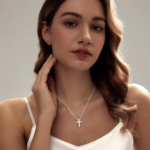 Airmb Cross Necklace for Women Choker 14K Gold/925 Silver Plated Dainty Choker Small Cross Pendant Trendy Cute Cross Charm Delicate Necklace Hypoallergenic Faith Jewelry Religious Gifts for Women - color: Silver-Classic Cross
