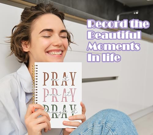 Prayer Notebook Journal 5.5x8.3, Pray on Over Through It Christian Bible Journaling Notebooks for Note Taking, Christian Gifts for Women, Religious Scripture Hardcover Spiral Notebook - color: Prayer Blank Book 02