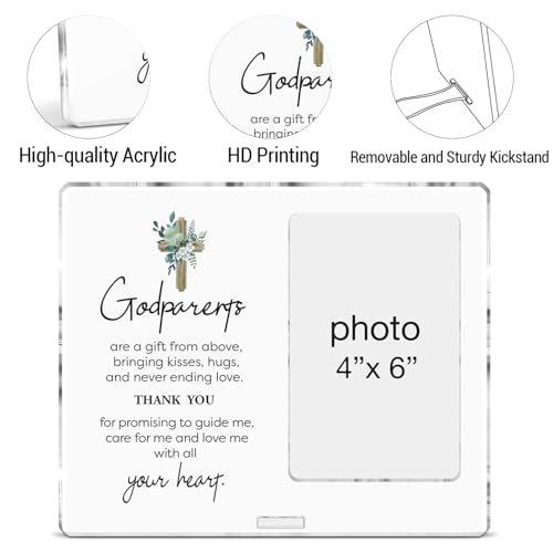 Godparents Gifts Picture Frame, Godparent Gift From Godchild, Christian Godfathers Godmothers Gifts Godparents Thank You Acrylic Photo Frames, Photo 4 x 6 Inches - color: Godparents- A
