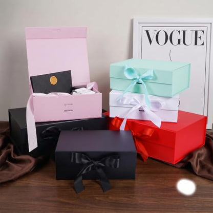Aimyoo Large Light Blue Gift Box with Ribbon, 11.5x8.6x4.1 inch Groomsman Proposal Box for Presents with Magnetic Closure Lids, Rectangle Collapsible Luxury Box for Wedding, Christmas, Halloween, Birthday - color: Light Blue 11.5x8.6x4.1 inch-1 Pack