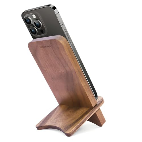 Solid Wood Phone Stand, Desktop Wooden Phone Stand, Simple Phone Holder, Compatible with All Phones (Walnut Wood) - color: Walnut wood