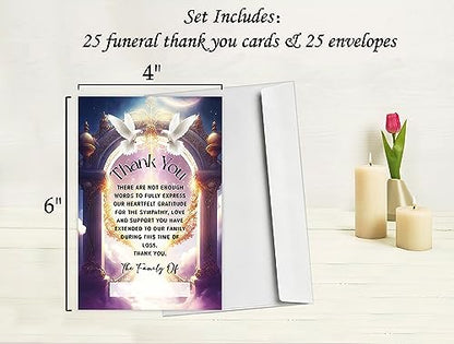 Thank You Card, 25 Pcs Funeral Greeting Card with Envelopes, Personalized Thank You Notes, Fillable Thank You Cards with Celebration of Life, G3 - color: multicolorGX03