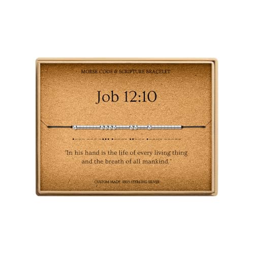 Loved Creations Morse Code Bracelets for Women, Christian Bible Verse Bracelets, Scripture S925 Sterling Silver Inspirational Faith Jewelry, Religious Gifts for Women - color: Job 12:10