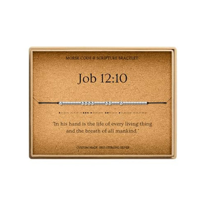 Loved Creations Morse Code Bracelets for Women, Christian Bible Verse Bracelets, Scripture S925 Sterling Silver Inspirational Faith Jewelry, Religious Gifts for Women - color: Job 12:10