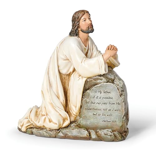 Joseph's Studio by Roman, 6.5” H Jesus in Gethsemane Figure, Renaissance Collection Religious Statue with Matthew 26:39 Scripture