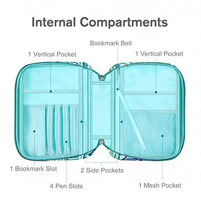 FINPAC Bible Cover, Carrying Book Case Bible Bag with Handle - color: Emerald Illusions
