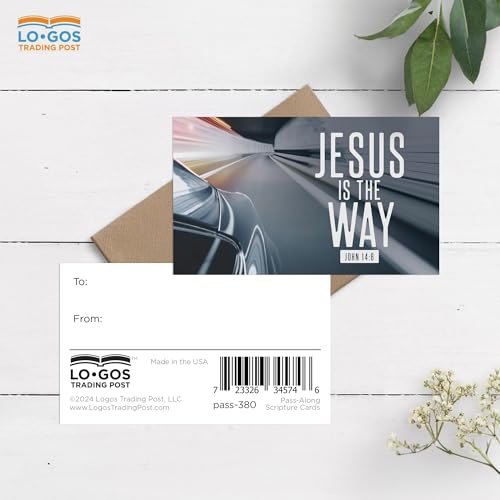 Pass It On Scripture Cards, Car, Jesus is the Way, John 14:6, Pack of 25 — Inspirational Bible Verse Wallet Cards, Devotional, Bible Study — Memorization, Small Christian Greetings for Encouragement - color: Jesus is the Way
