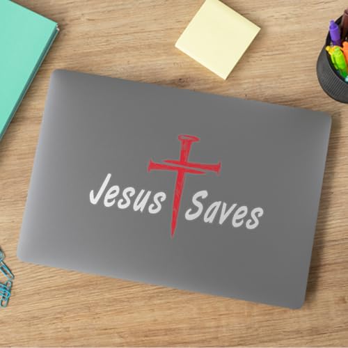 Premium Jesus Saves Car Decal – Christian Cross Vinyl Window Sticker, Religious Faith Jesus Car Sticker for Truck, SUV, Rear Window, Waterproof Auto Decal – 6 x 4 Inches