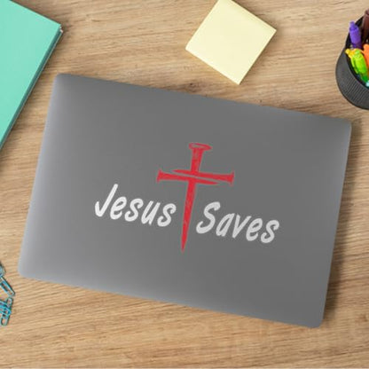 Premium Jesus Saves Car Decal – Christian Cross Vinyl Window Sticker, Religious Faith Jesus Car Sticker for Truck, SUV, Rear Window, Waterproof Auto Decal – 6 x 4 Inches