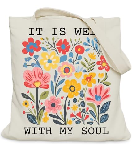 Aesthetic Christian Gifts Tote Bag for Church, Religious Tote Bag for Bible Study, Medium Size with Inner Pocket - color: Yellow