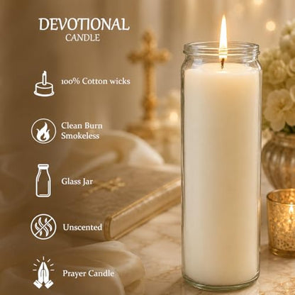 White Prayer Glass Candles Unscented, Bundle 12 Pack