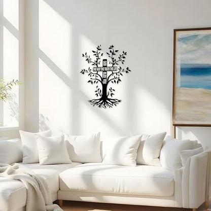 Harikikochuu Jesus Cross and Tree of Life Metal Wall Art, Christian Wall Decor Inspirational Home Decor for Living Room, Bedroom, Church. (Size:16.1 * 12.6in)