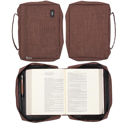 Christian Art Gifts Polyester Bible Cover for Men & Women: Jesus Fish Patch - color: Brown/Jesus Fish, size: Large