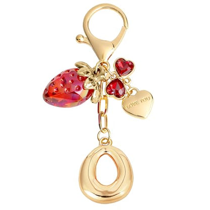 Snycler Bubble Initial Keychain Bag Charms for Women, A-Z Letter Keychain - color: Red - Strawberry Bow Letter