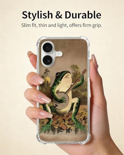 Frog Playing Guitar Phone Case Compatible with iPhone 17, Hippie Cool Music Toad Phone Cover for iPhone 17 - color: Frog