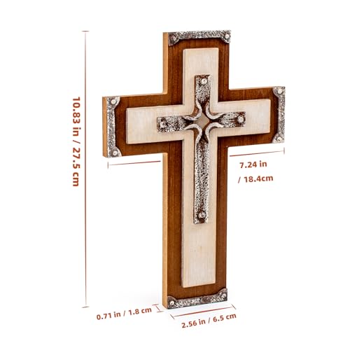 Christian Decorative Wall Cross Art Wooden Hanging Rustic 3 Layered