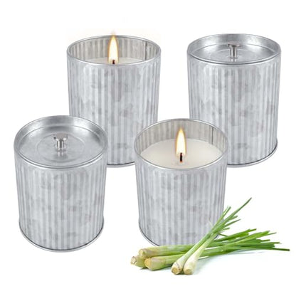 4Pack Citronella Candles Outdoor Indoor, 4oz Silver Canned Candle - color: 4Pack1 Silver-white
