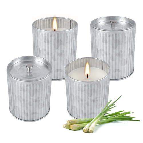 4Pack Citronella Candles Outdoor Indoor, 4oz Silver Canned Candle - color: 4Pack1 Silver-white