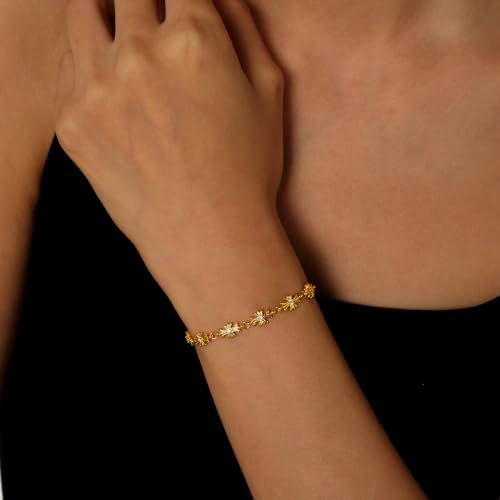 Cicy Bell Cross Bracelets For Women 24k Gold Plated Cubic Zirconia Bracelet - color: Gold-A