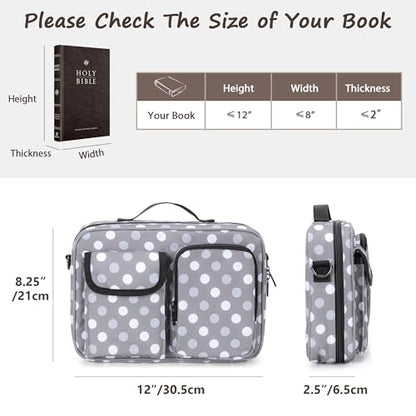LUXJA Bible Bag with Detachable Pen Holder and Shoulder Strap