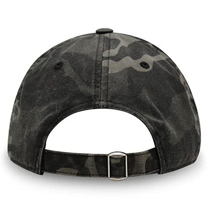 JPAK Jesus Fish Symbol Premium Dad Hat Embroidered Cotton Baseball Cap Symbol of Christianity - color: Black Camo