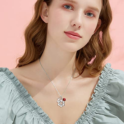 AOBOCO 925 Sterling Silver I Am a Child of God Daisy Necklace Jewelry Birthday Birthday Baptism Communion Gifts for Girls - color: Simulated Garnet