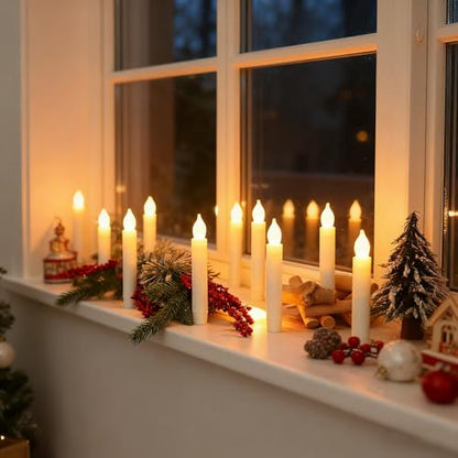 MUMCHASI 24 Packs Flameless Taper Candles Battery Operated Candlestickes Electric LED Candles Flickering Christmas Candlesticks Warm Yellow Light Party Home Decor H: 6 inches No Remote - size: 24pcs_No Remote