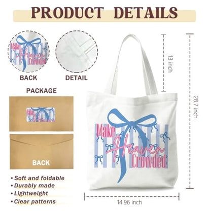 Christian Canvas Tote Bag, Bible Verse Reusable Shopping Bag - color: Make Heauen Crowded