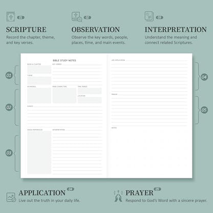 Bible Study Journal & Notebook for Women and Men, 5.8" x 8.3" - color: Brown, size: A5 ( 5.8" x 8.3" )
