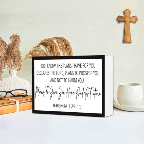 Jeremiah 29:11Wood Sign,For I Know the Plans I Have for You Bible Verses Wood Box Signs,Christian Scripture Plaques for Home Decor - style: Jeremiah 29:11