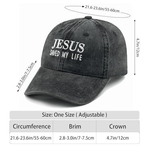Inspirational Christian Baseball Cap, Adjustable Embroidered Cotton Hat for Men Women Dad Hat Gifts for His Her - color: Jesus Saves My Life - Black