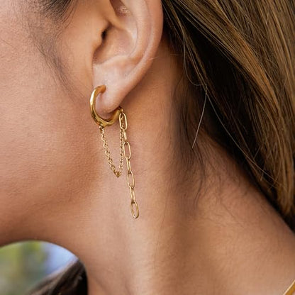 Gold Dangle Earrings for Women，Tassel Hoop Earrings with Charms - color: C