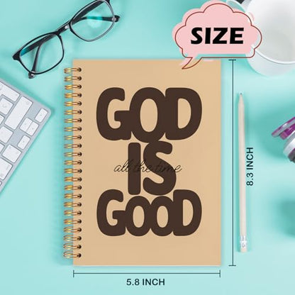 Yhtrg God Is Good Christian Spiral Hardcover Notebook, Tan Chocolate Brown Inspirational Writing Journal, Minimalist Neutral Religious Faith Prayer Notebook for Bible Study Daily Journaling, 5.5x8.3 - color: Tan Chocolate