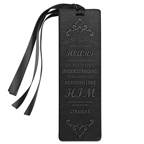 FINPAC Leather Bible Bookmarks, Bible Verse Book Markers - color: Black