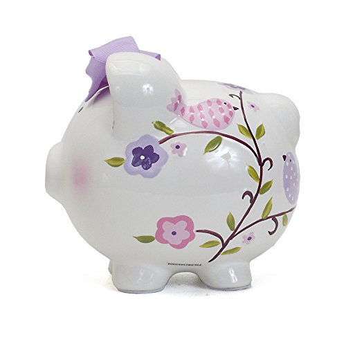 Child to Cherish Ceramic Piggy Bank for Girls, Paper Bird - color: Paper Bird