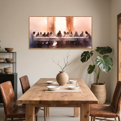 Aurlan The Last Supper Framed Canvas Wall Art 40x20 Inch - color: The Last Supper, size: 40"L x 20"W