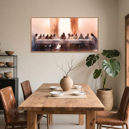 Aurlan The Last Supper Framed Canvas Wall Art 40x20 Inch - color: The Last Supper, size: 40"L x 20"W