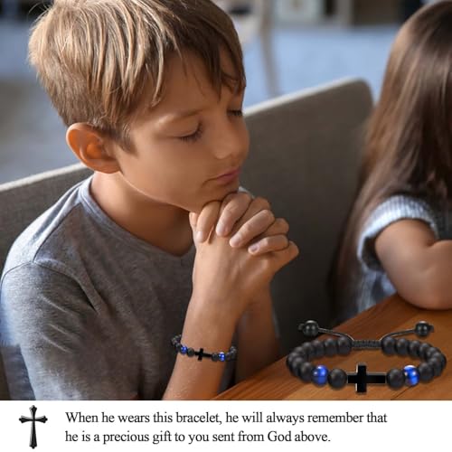 EFVISD Cross Bracelet for Boys Kids Mens Son Grandson Nephew Brother - color: Confirmation