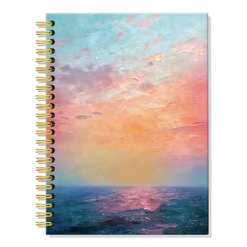 ERHACHAIJIA Sunset Painting Lined Spiral Notebook for Women Men Leader HR - color: Orange-blue