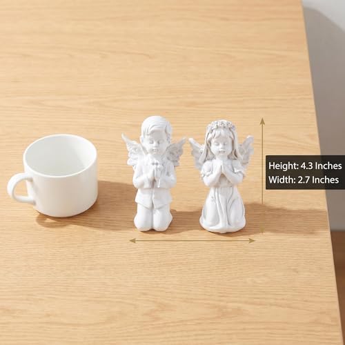 Guardian Angel Figurine Praying Hands Statue Cherub Statue Set - color: Boy+girl