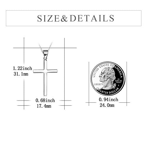 POPLYKE Cross Necklace 925 Sterling Silver Cross Pendant for Men Women - style: B-20" Silver