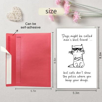 Humorous Birthday Card for Cat Lover, Funny Friendship Card from Cat, Cats are Man's Best Friends - color: Cats are Man's Best Friends