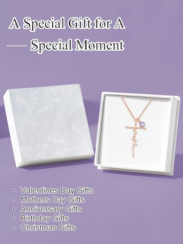 Faith Necklace White/Rose/Gold Birthday Gifts for Wife Her - color: Rose Gold-06-June