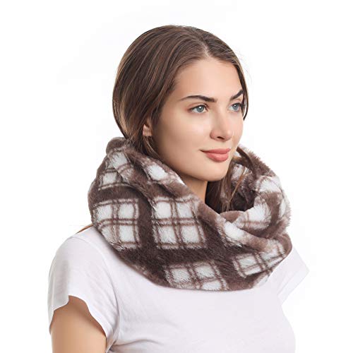 LA CARRIE Womens Leopard Print Infinity Scarf Loop Circle Neck Warmer - color: Dark Grey Plaid